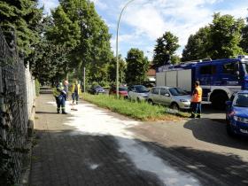 Einer von 14 Eins&auml;tzen: Beseitigung einer &Ouml;lspur auf einem Fahrradweg